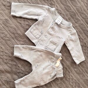 Carter's Light Blue Baby Outfit with Sun and Boat Patterns Size Preemie